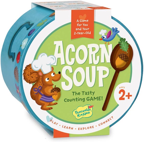 Acorn soup board game for preschoolers