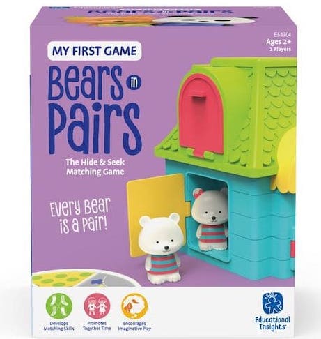Bears in Pairs memory game for kids
