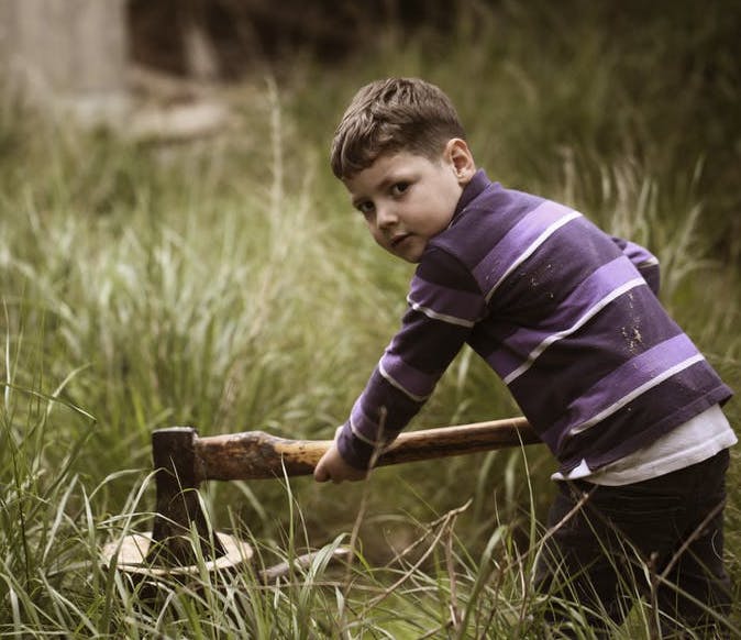 kid with axe