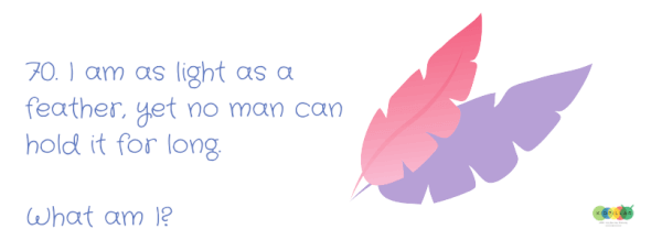 Thing that is lighter than a feather but still cannot hold for long - Best Riddles For Kids