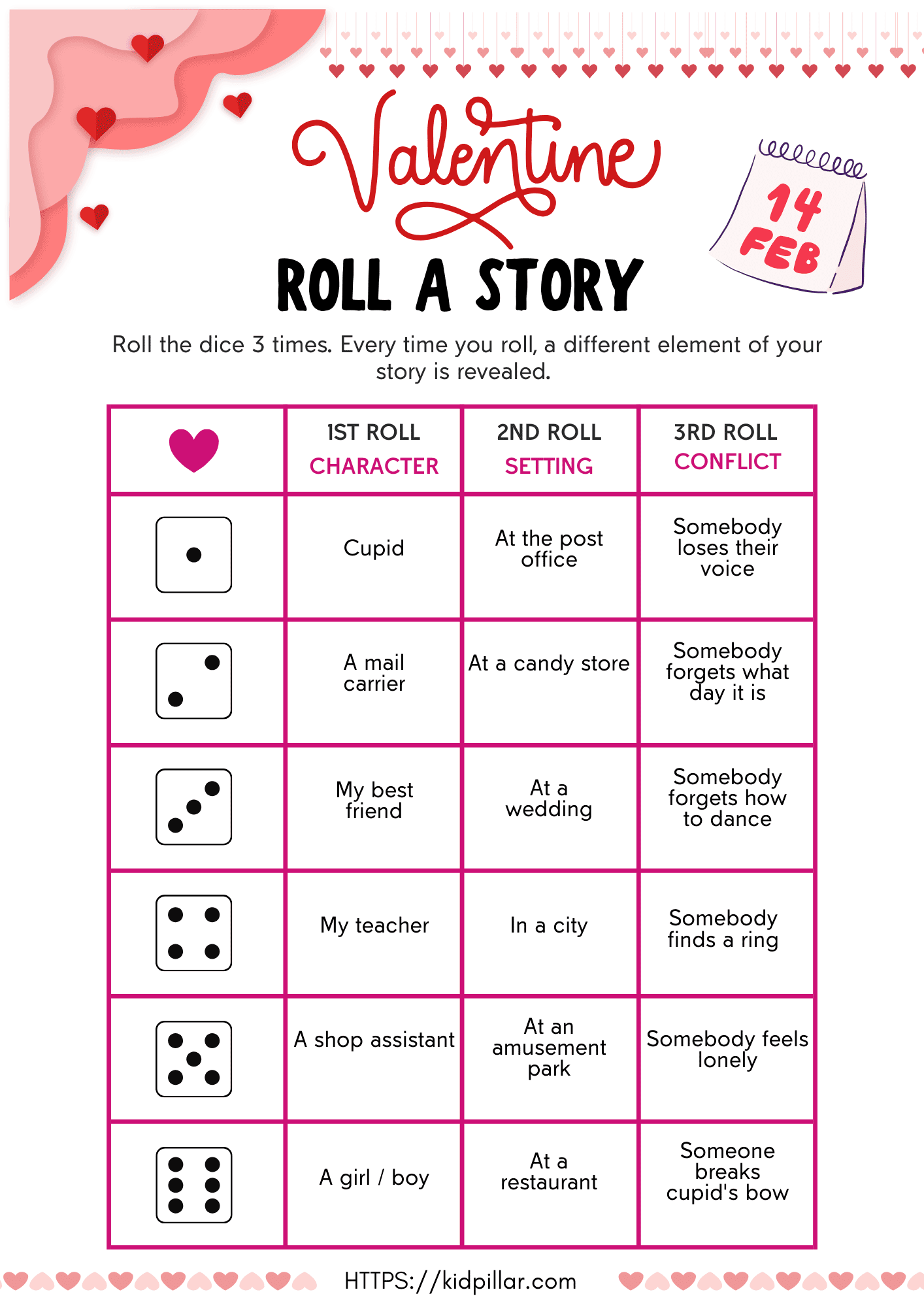 Valentine Roll a Story